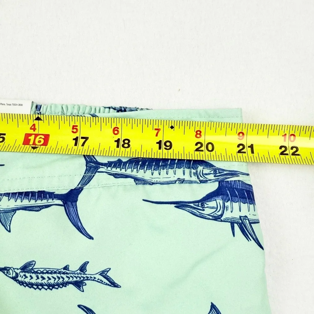 St Johns Bay Men Green Swim Trunks 2XLT Haze Fish Print 11
